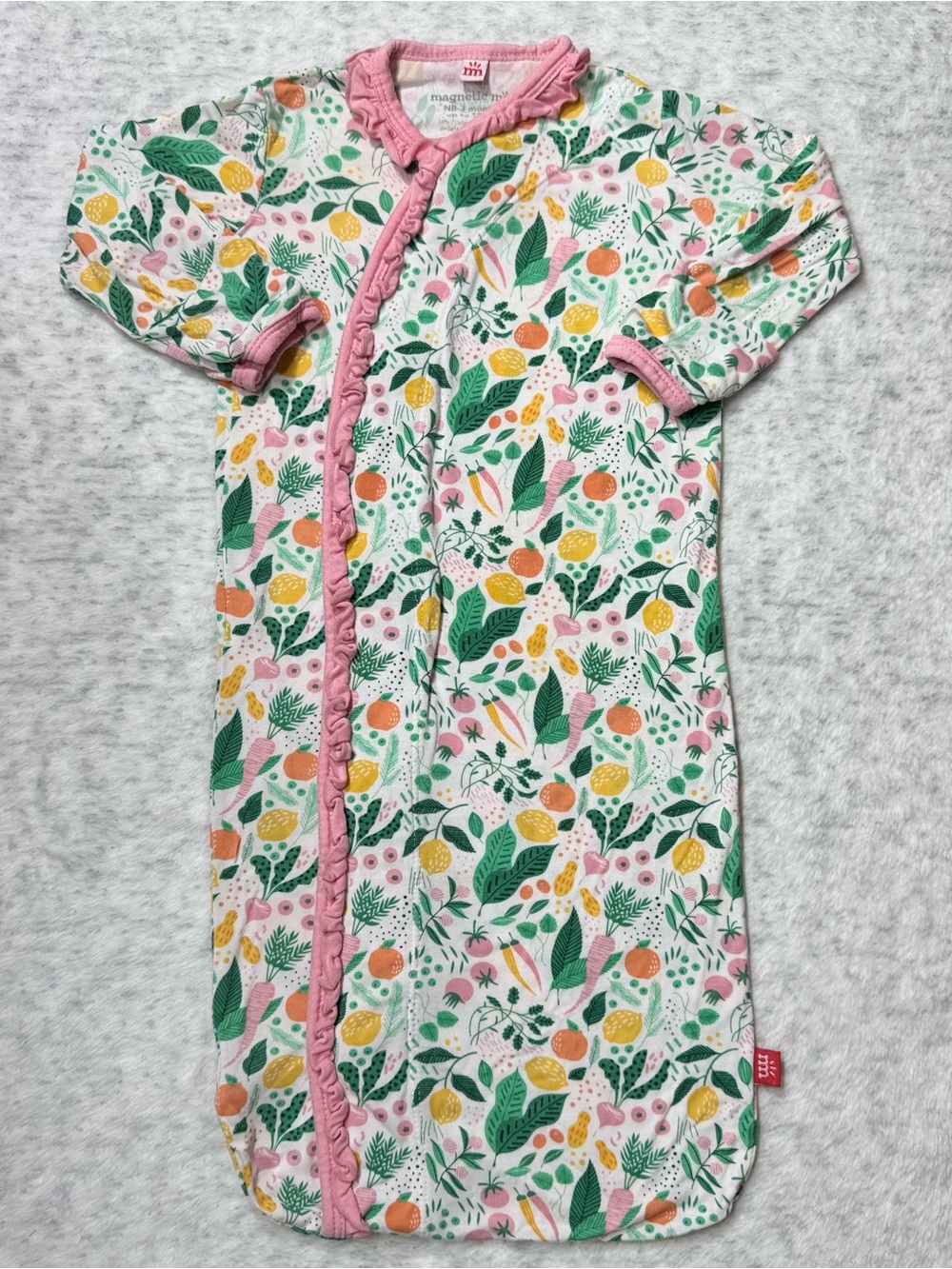 Magnetic Me Garden Veggie Fruit Ruffle Gown Newborn 3M Baby Girl Modal Botanical